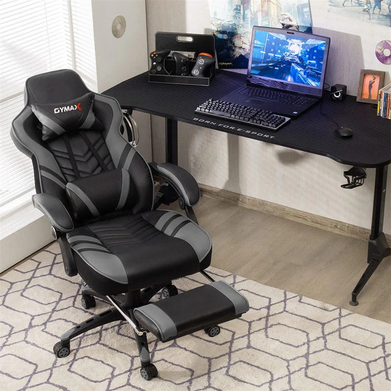 Ergonomic Gaming Chair Recliner with Footrest. Linkage Armrests & Lumbar Support. Big Wide High Back Swivel Video Gaming Office Computer Chair