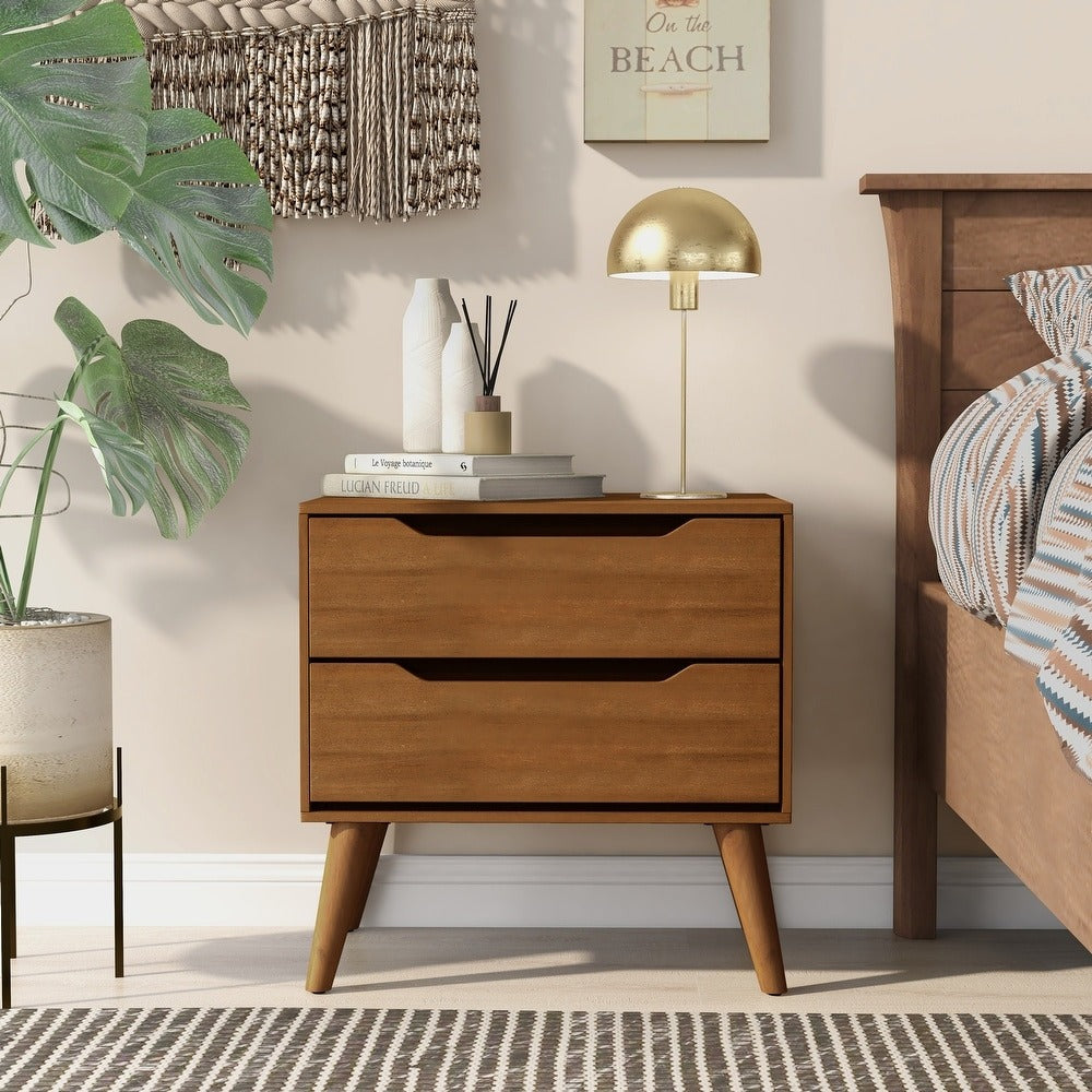 Bodo Mid-century Modern Wood 2-Drawer Nightstand by Carson Carrington