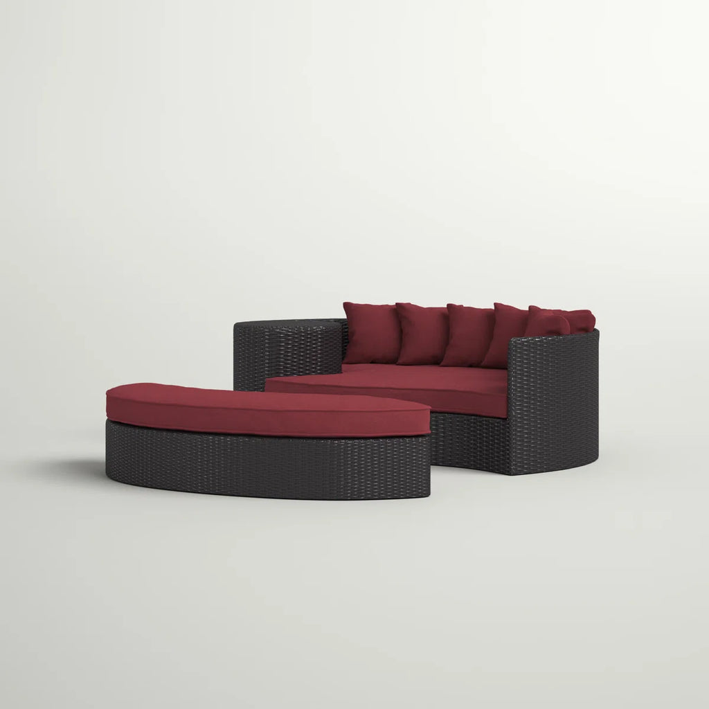 Zehra 79 Wide Outdoor Wicker Patio Daybed with Cushions