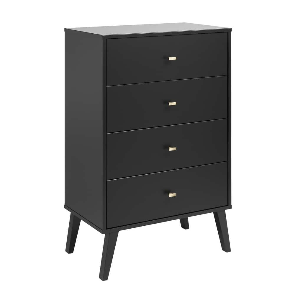 Prepac Milo Mid-Century Modern 4 Drawer Chest of Drawers. Contemporary Bedroom Furniture. Small Dresser for Bedroom
