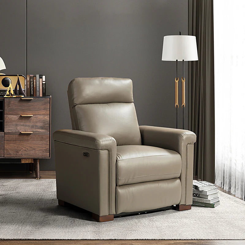 Lea 36.02 Wide Genuine Leather Power Recliner
