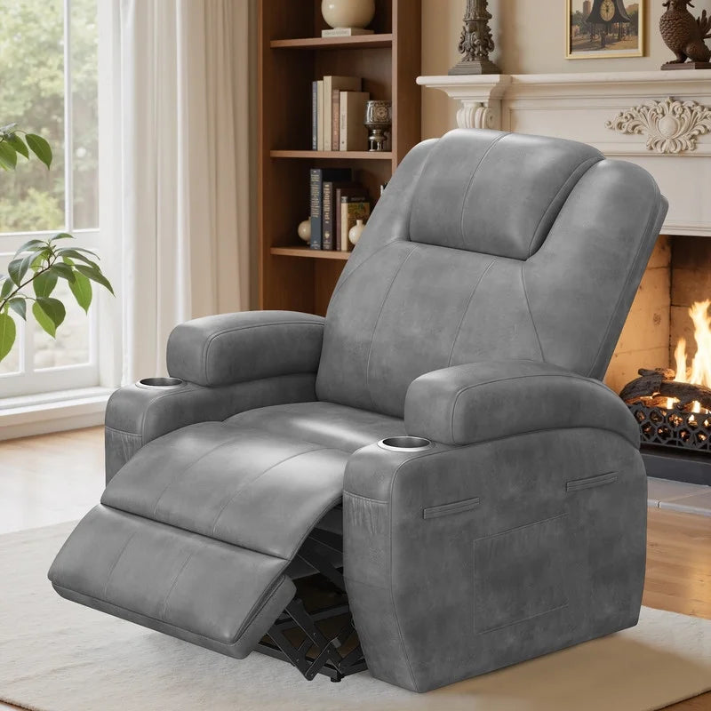 Lacoo Power Lift Electric Massage Recliner Chair Oversized Single Sofa with Cup Holder for Elderly. Black