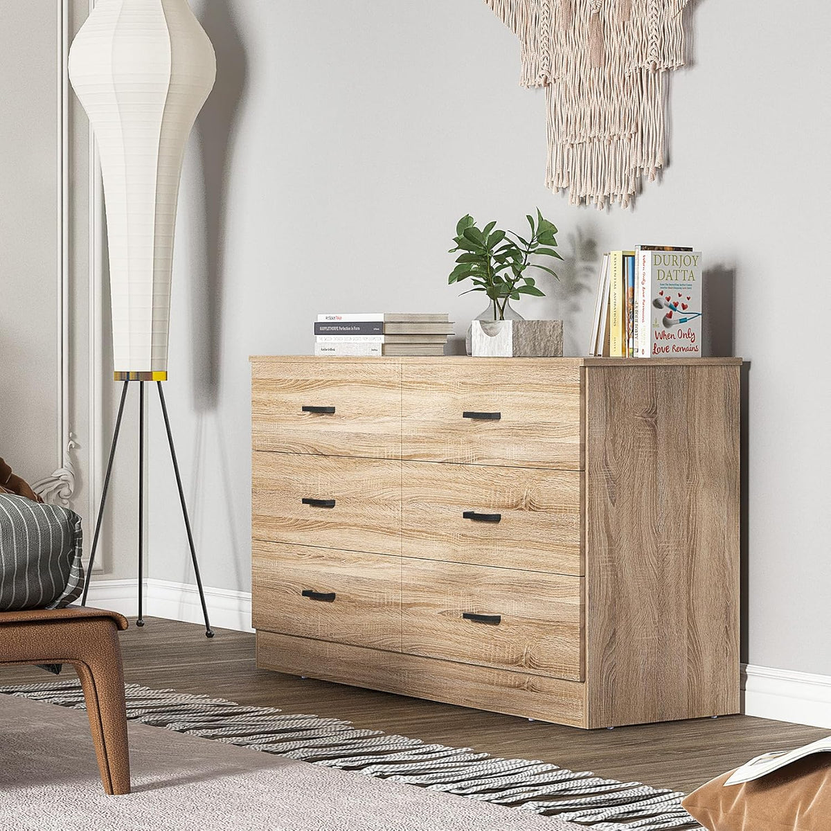 Bigbiglife Wood Dresser for Bedroom. 6 Drawer Double Dresser. Modern Chest of Drawers with Deep Drawers. Large Storage Organizer for Living Room. Closet