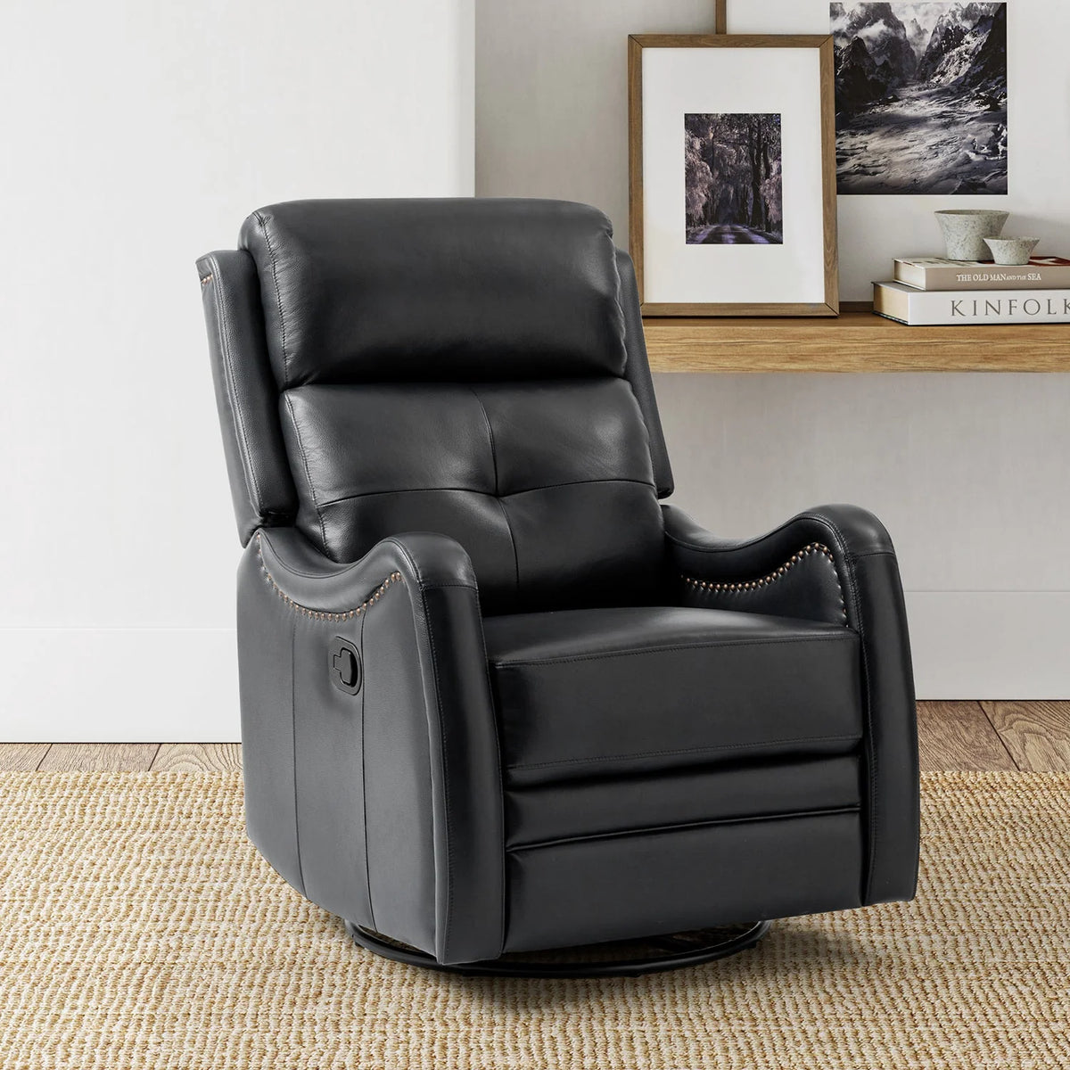 Amelia Genuine Leather Swivel Rocker Recliner