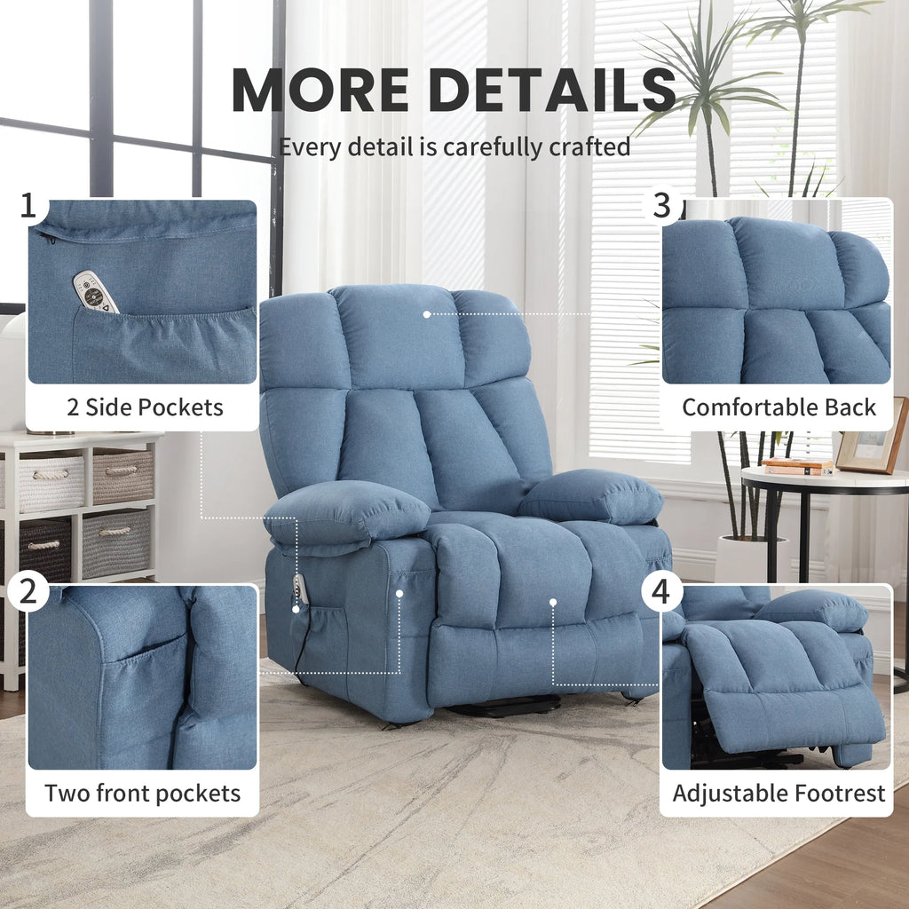 JONPONY Power Lift Recliner Chair Recliners for Elderly with Heat and Massage Recliner Chair for Living Room with Infinite Position and Side Pocket. USB Charge Port. Brown