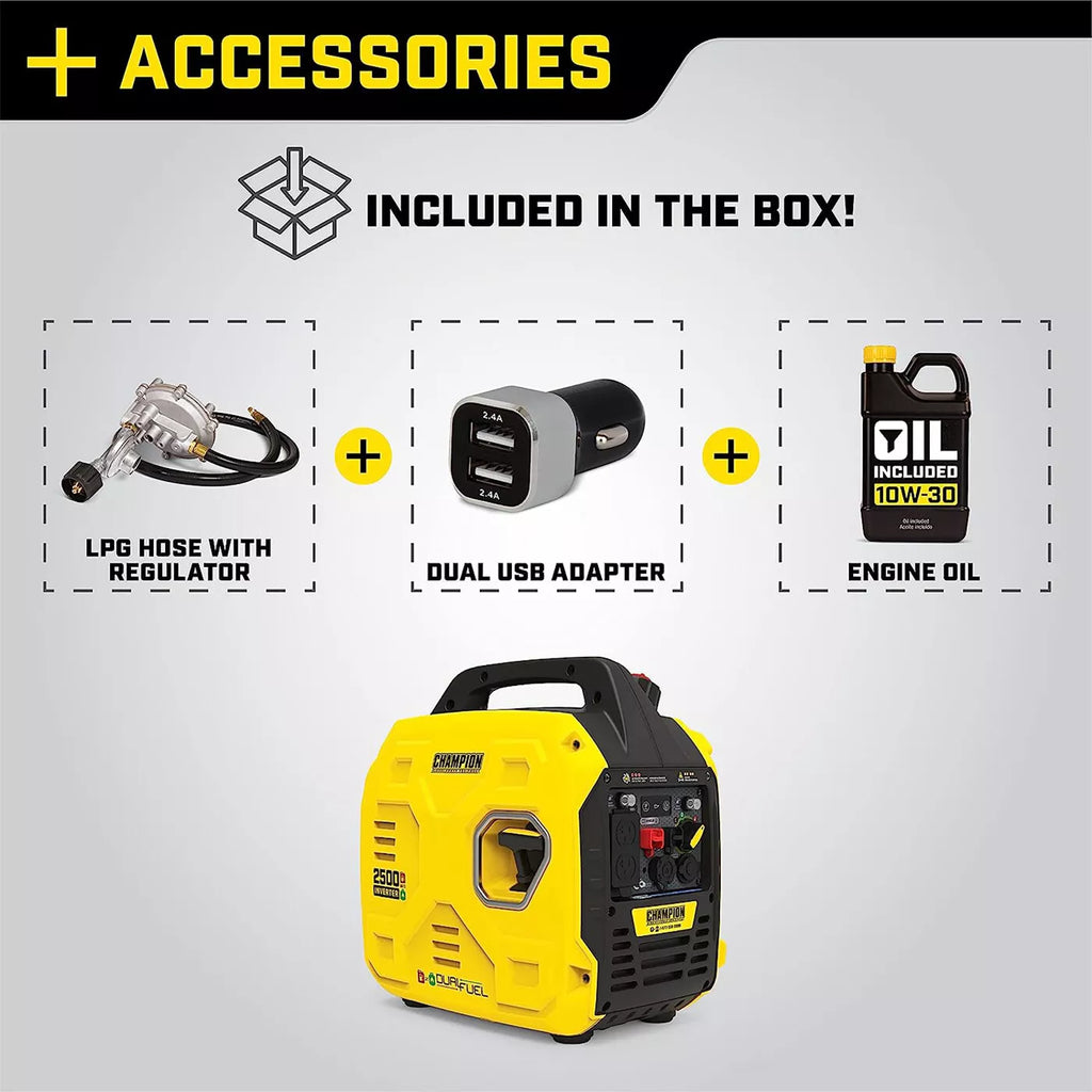 2500-Watt Champion Power Equipment Ultralight Portable Dual Fuel Inverter Gen