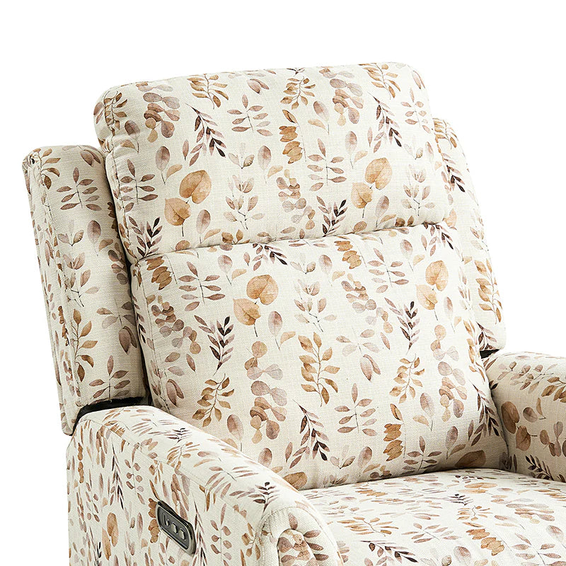 Alois Large Floral Swivel And Rocker Power Recliner With Adjustable Headrest