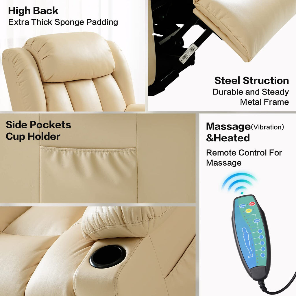 💥Clearance Sale🔥 Mcombo Electric lift Recliner sofa with massage and heating functions. 3 positions. 2 side pockets and cup holders. USB ports!