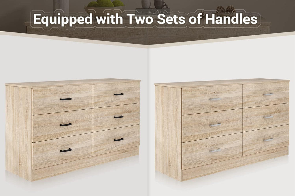 Bigbiglife Wood Dresser for Bedroom. 6 Drawer Double Dresser. Modern Chest of Drawers with Deep Drawers. Large Storage Organizer for Living Room. Closet