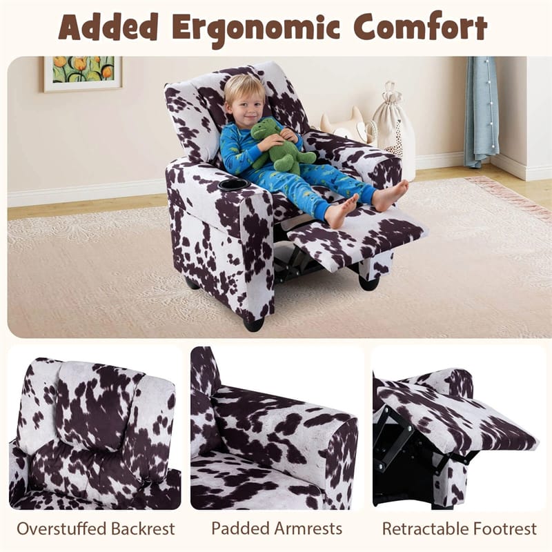 Kids Recliner Chair with Cup Holder & Side Pocket. Adjustable Toddler Lounge Sofa. Ergonomic Children Armchairs for Boys Girls Age 3+. 150lbs