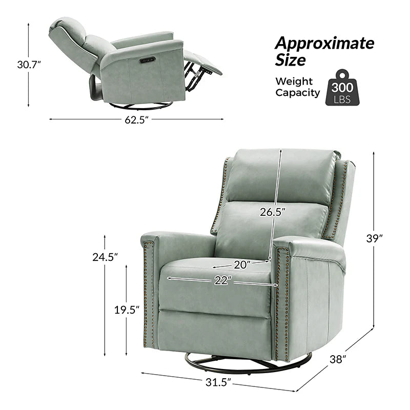 Anton Traditional Design Swivel and Rocker Power Recliner