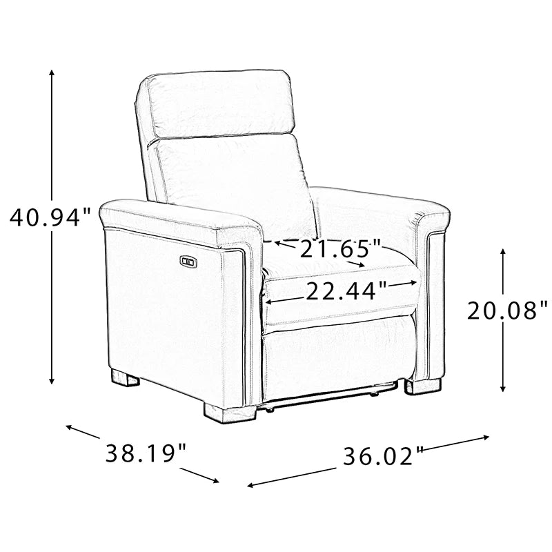 Lea 36.02 Wide Genuine Leather Power Recliner