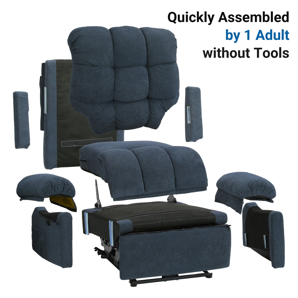Power Recliner Chair. Electric Recline Sofa Chair for Adults with USB Port. Comfy Teddy Fleece Adjustable Cloud Sofa. Tool - Free Setup. Beige White