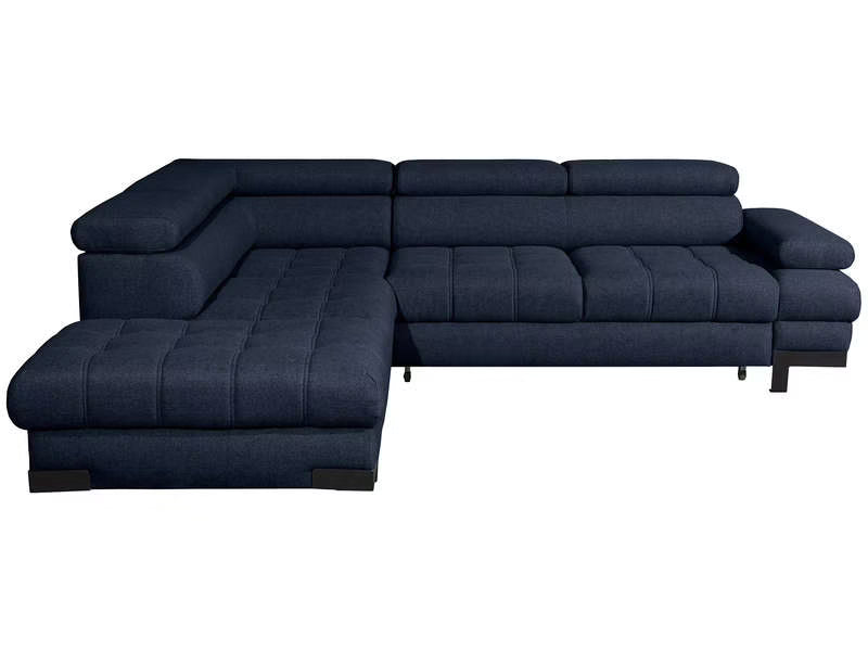 Canapé d'angle gauche/droite convertible SELVA 4 pl Tissu taupe Coffre de rangement