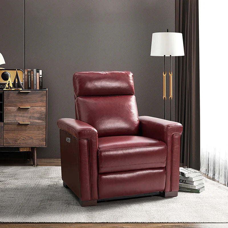 Lea 36.02 Wide Genuine Leather Power Recliner