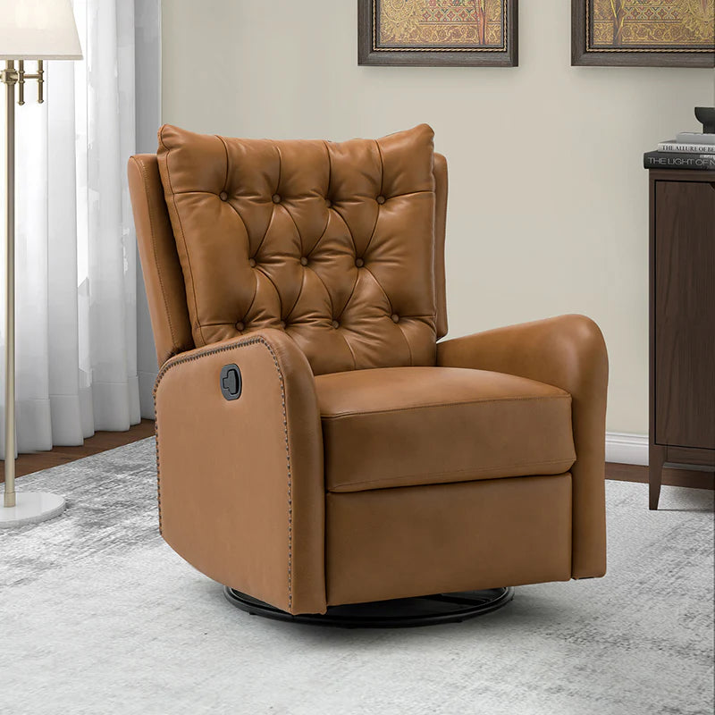 Francisco Genuine Leather Manual Swivel Recliner