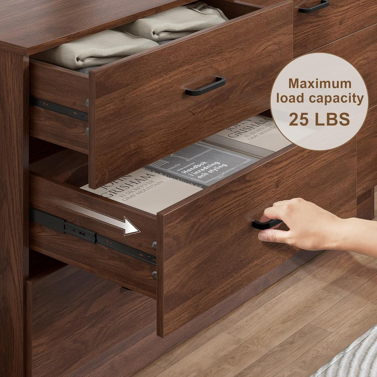 Bigbiglife Wood Dresser for Bedroom. 6 Drawer Double Dresser. Modern Chest of Drawers with Deep Drawers. Large Storage Organizer for Living Room. Closet