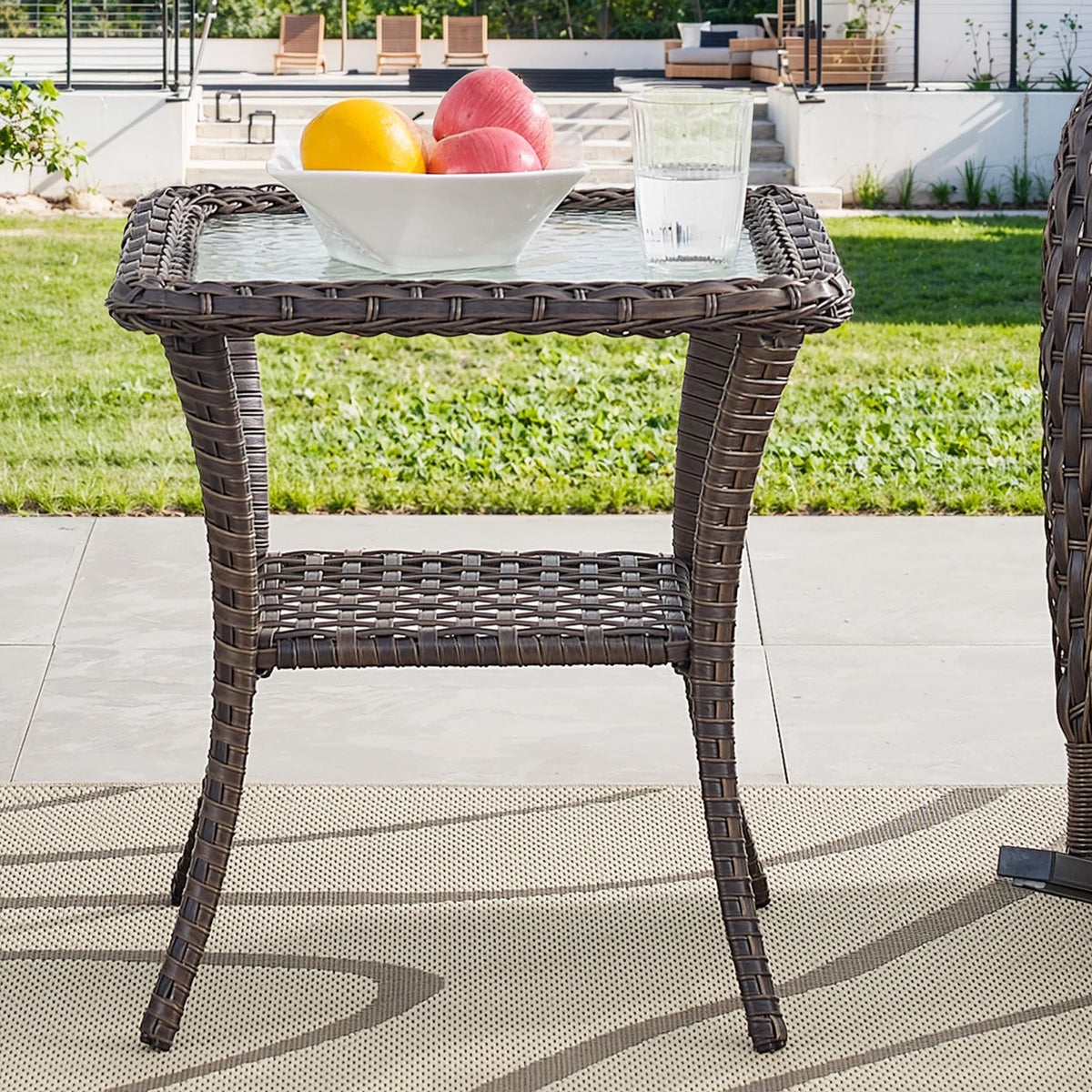 OPOHORO Outdoor Recliner Chair. Adjustable Reclining Patio Chair with Cushion. Wicker Outdoor Chaise Lounge with Adjustable Backrest and Footrest. Ideal for Pool Deck. Beige