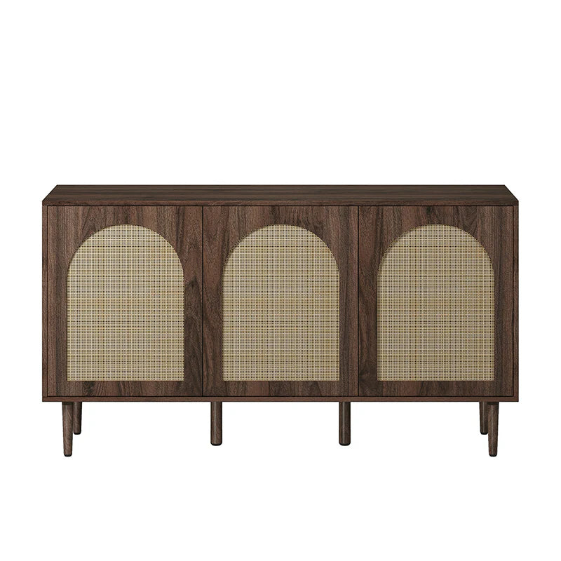 Posey 56 Wide Wood and Rattan Kacie Modern Sideboard