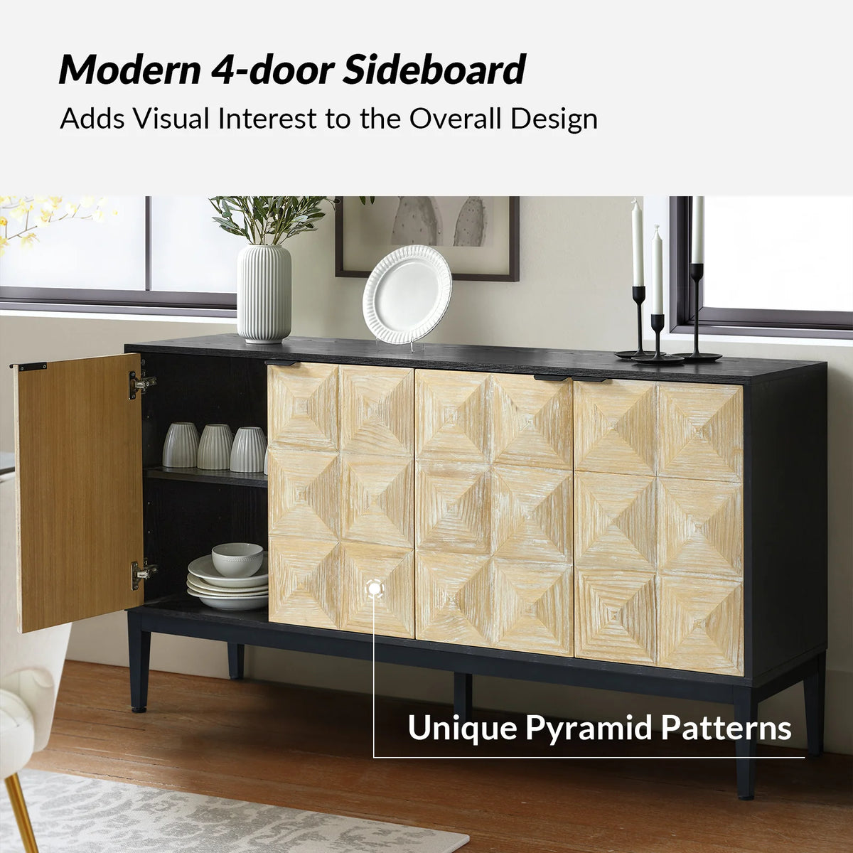 Kamu 60 Wide 4-Door Modern Style Sideboard