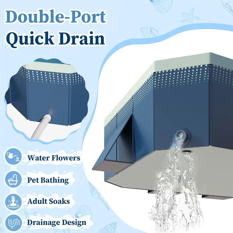 Foldable Hard Plastic Outdoor Swimming Pool for Kids &amp; Adults - 158″x76″x20″