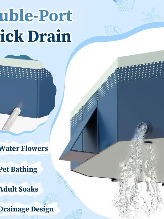 Foldable Hard Plastic Outdoor Swimming Pool for Kids &amp; Adults - 158″x76″x20″