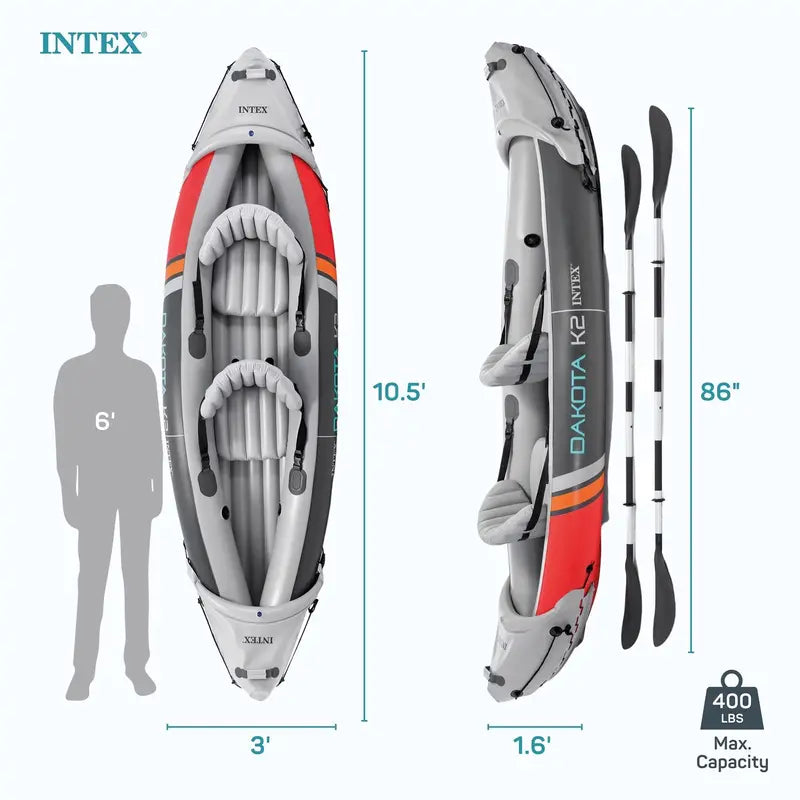 Intex Dakota K2 Open-Box 2-Person Inflatable Kayak – Includes Oars &amp; Hand Pump (2026)