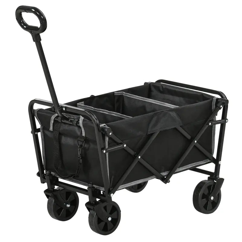 Outsunny Collapsible Folding Wagon Cart. Garden Wagon Portable Cart Black