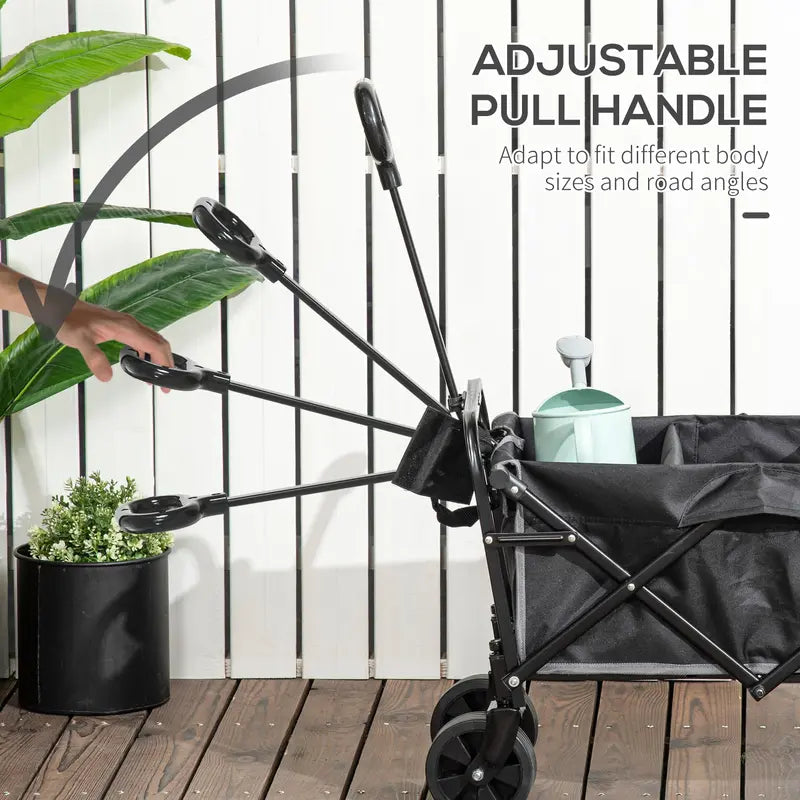 Outsunny Collapsible Folding Wagon Cart. Garden Wagon Portable Cart Black