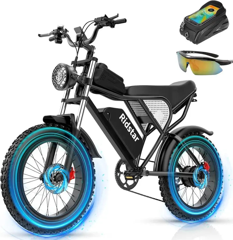 Q20 Electric Fat-Tire Bike – 2000W Motor. 37 mph Top Speed. 20″ Tires
