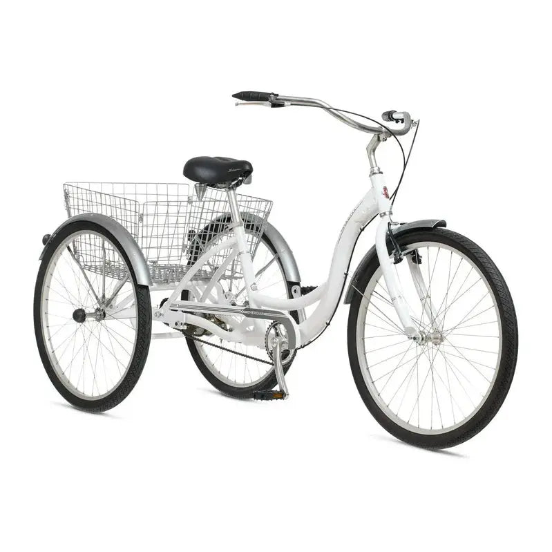 Schwinn Meridian Adult Tricycle – 26-Inch Cruiser with Low-Step Frame. Wide Seat. and Rear Folding Basket