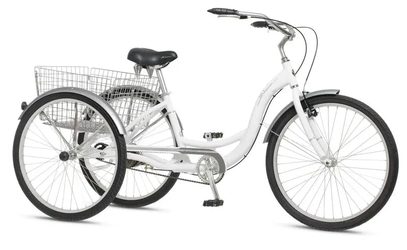 Schwinn Meridian Adult Tricycle – 26-Inch Cruiser with Low-Step Frame. Wide Seat. and Rear Folding Basket