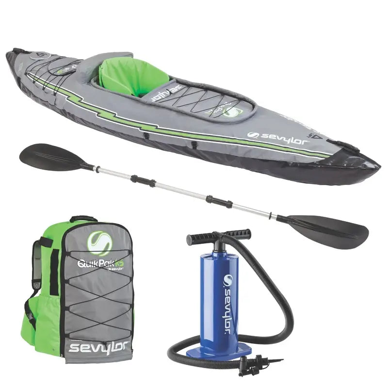 Single or Tandem Inflatable Kayak – Durable PVC Construction. Lightweight Portability. Stable Performance on Calm Waters
